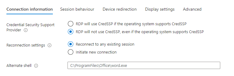 Connection information Connection information