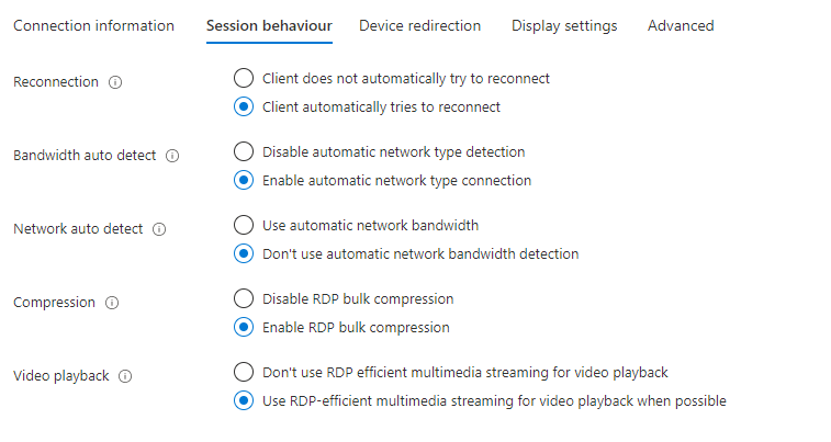 Session behaviour Session behaviour